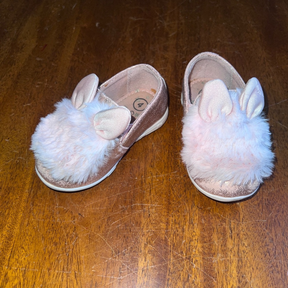 Cat & Jack Shiny, Pink Metallic Slip-On Shoes With Rabbit Ears